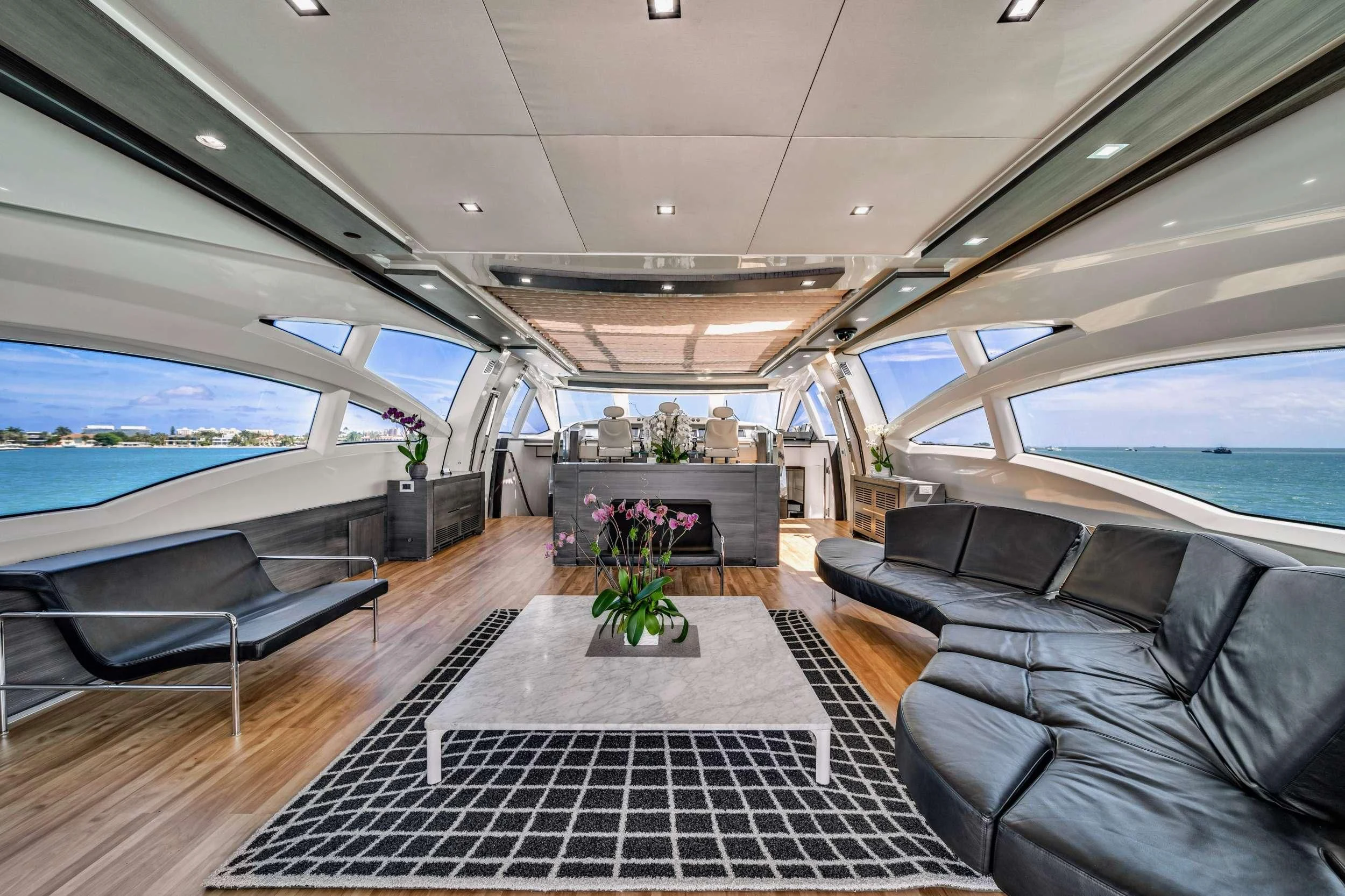 inside of a car aboard SETTE Yacht for Sale