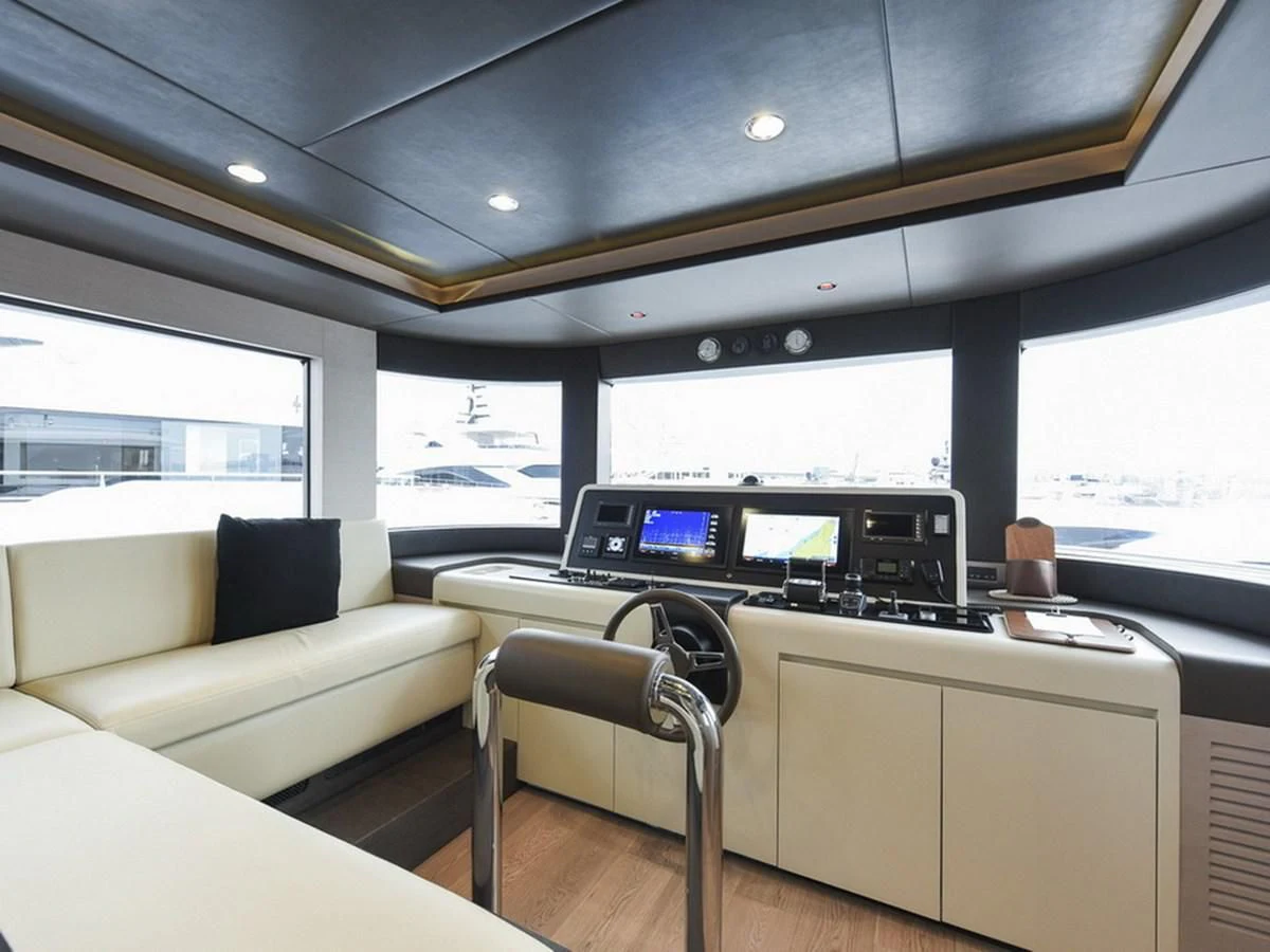 inside of a car aboard NOMAD 70 SUV Yacht for Sale