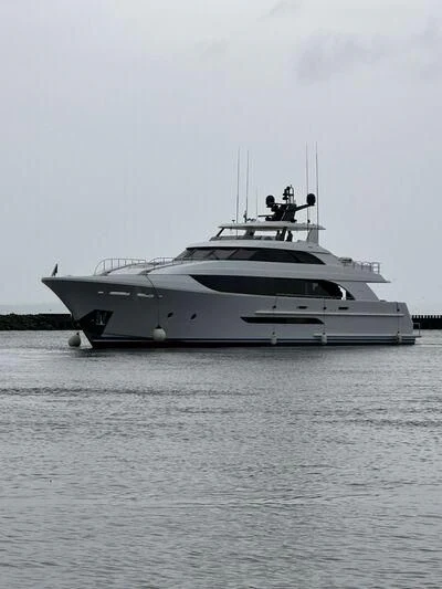 a white yacht in the water aboard SEAS THE DAY Yacht for Sale