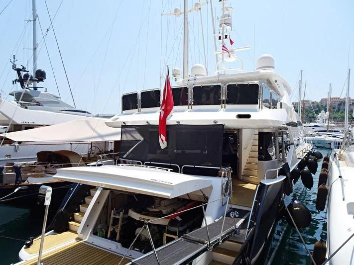 a boat docked at a pier aboard NATALI OF MONACO Yacht for Sale