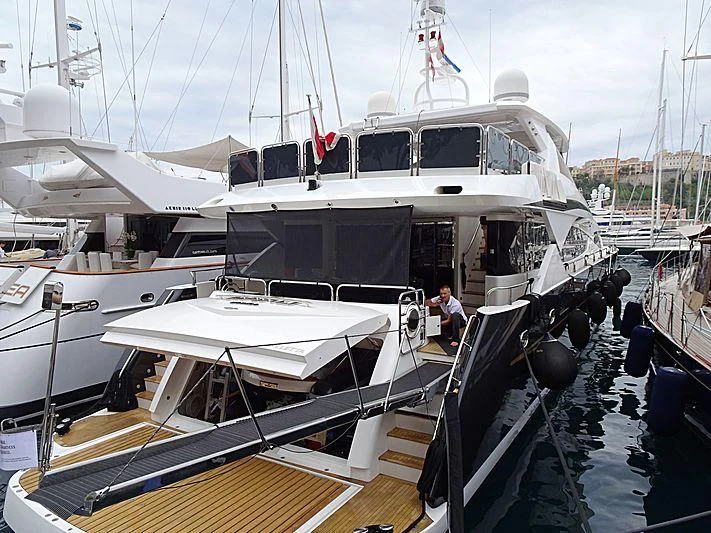 a boat docked at a pier aboard NATALI OF MONACO Yacht for Sale