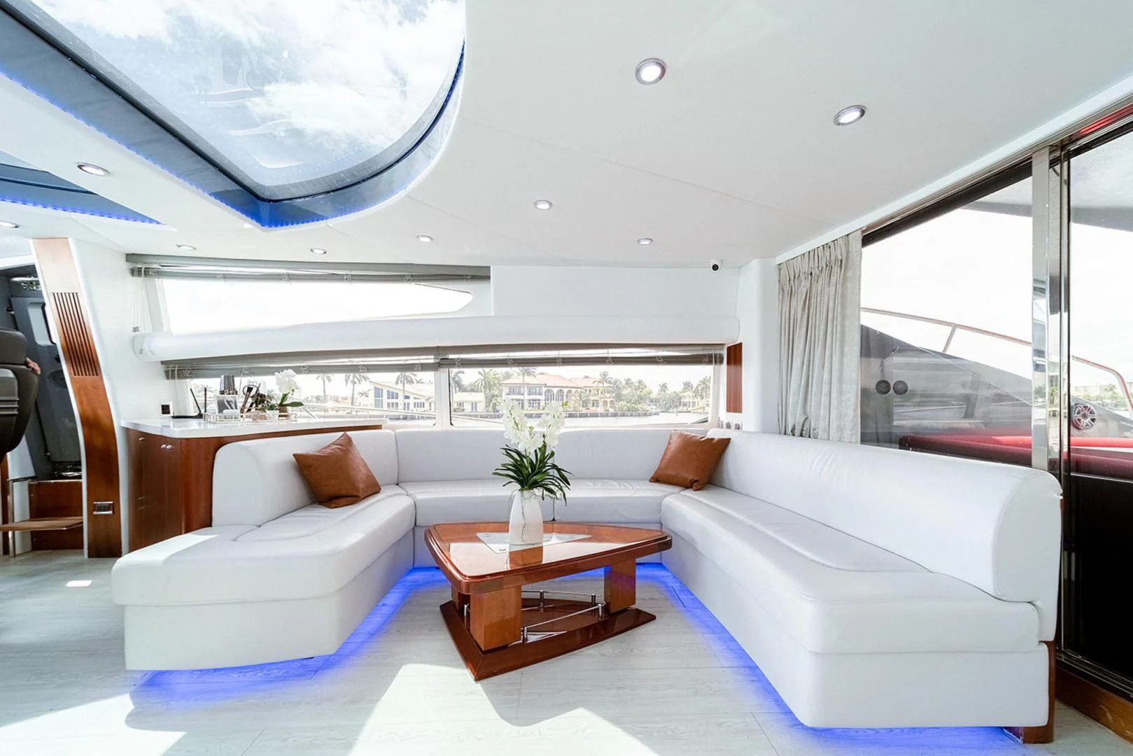 a room with a bed and a table aboard SOUL MATES Yacht for Sale