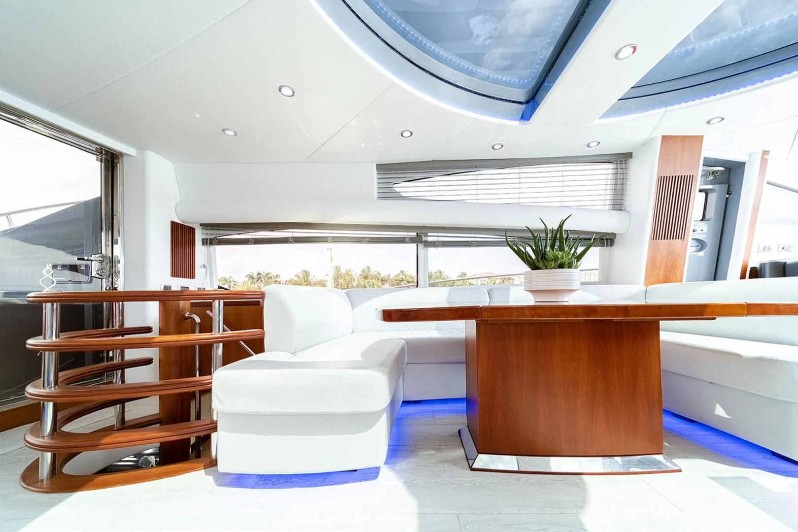 a room with a table and chairs aboard SOUL MATES Yacht for Sale