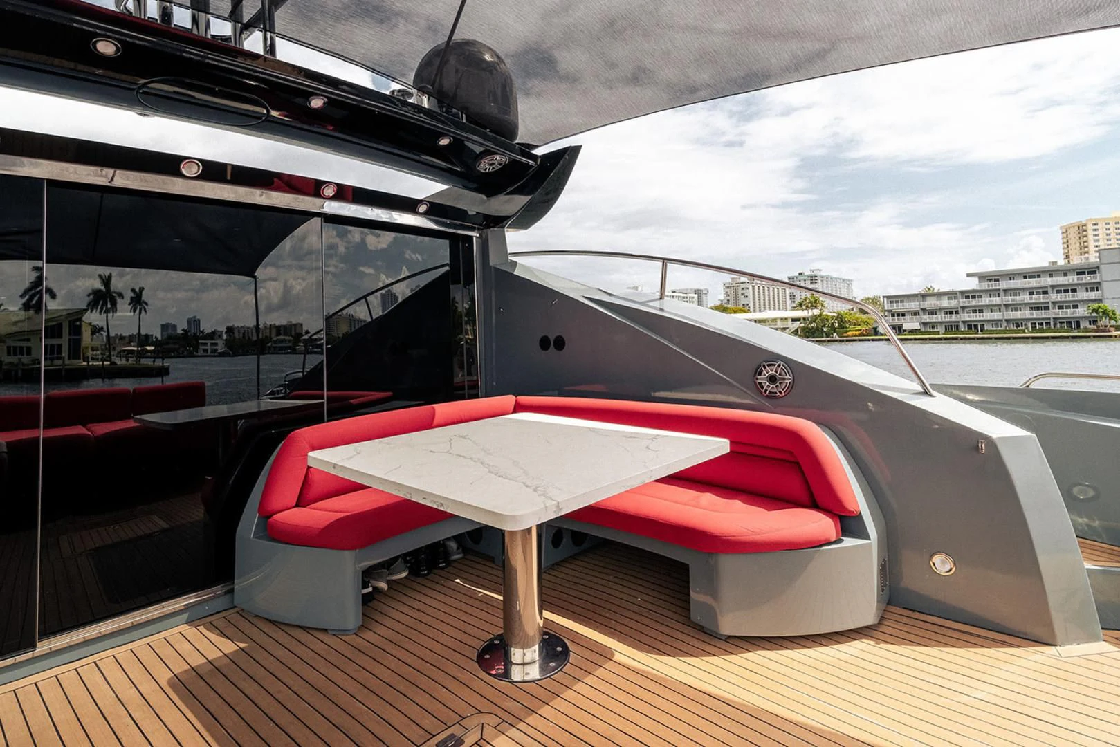 a table on a boat aboard SOUL MATES Yacht for Sale