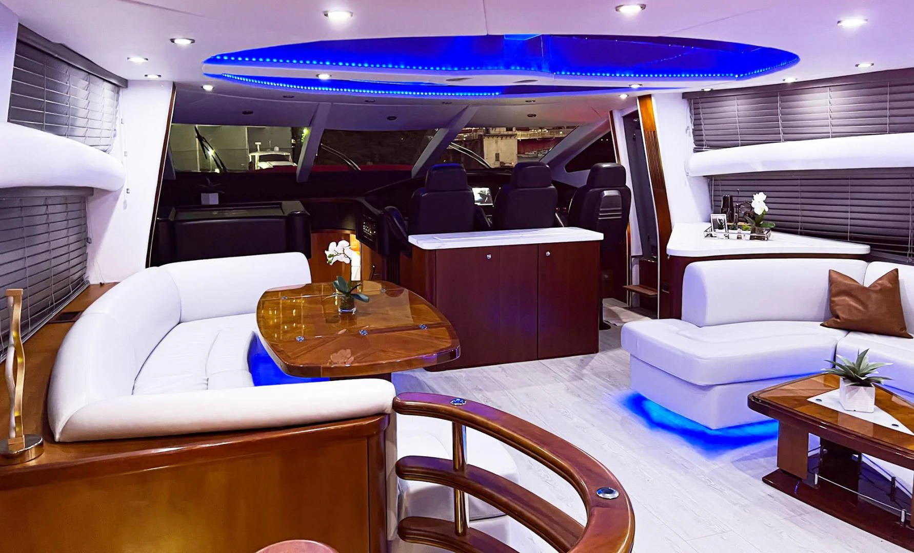 a room with a couch and a table aboard SOUL MATES Yacht for Sale