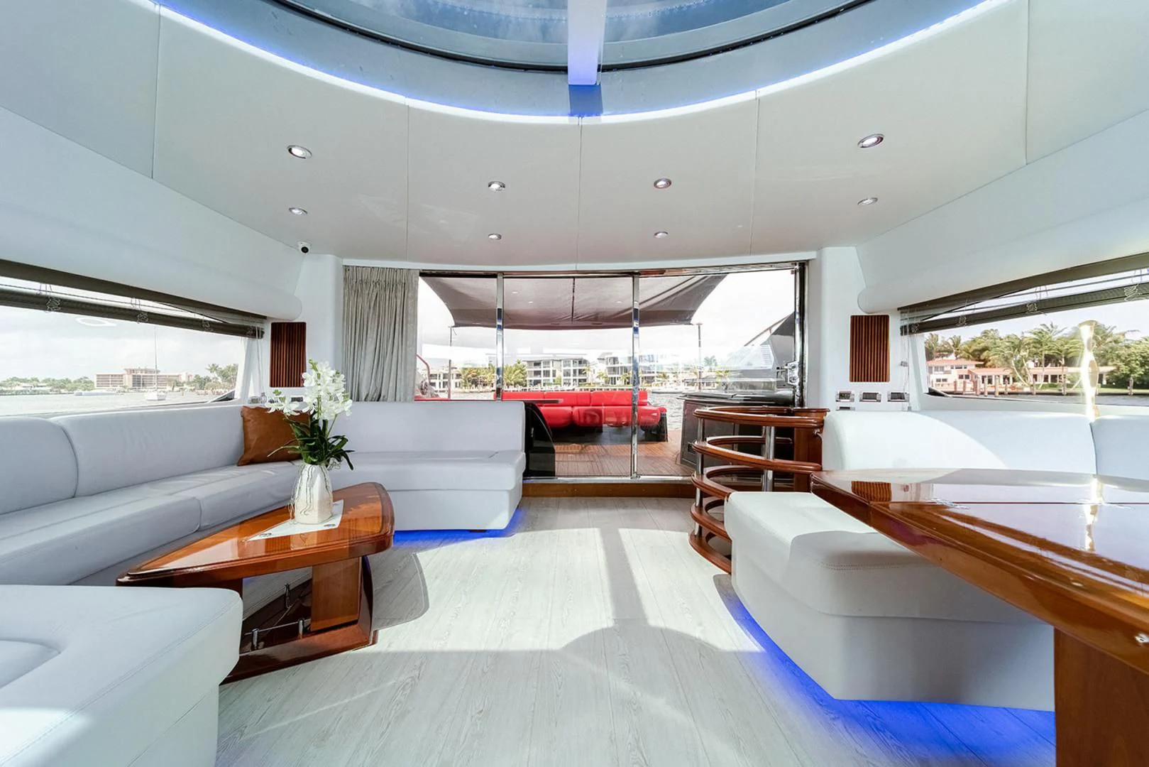 a modern looking living room aboard SOUL MATES Yacht for Sale