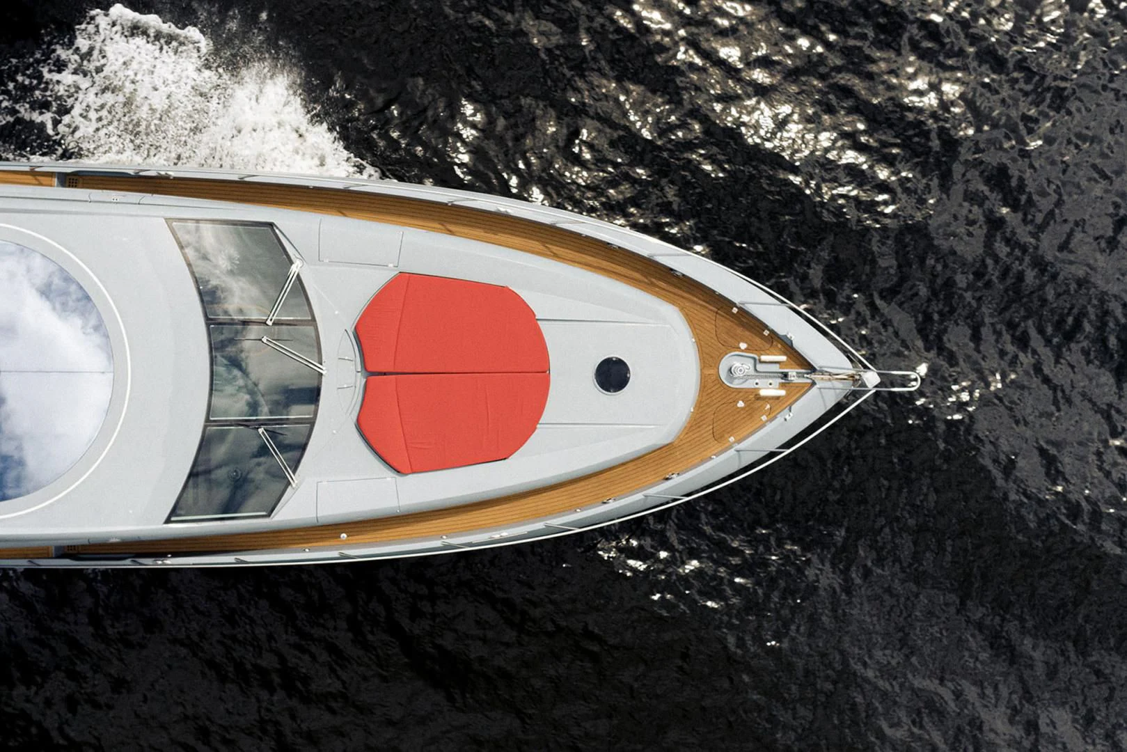 a white car with red circle on it aboard SOUL MATES Yacht for Sale