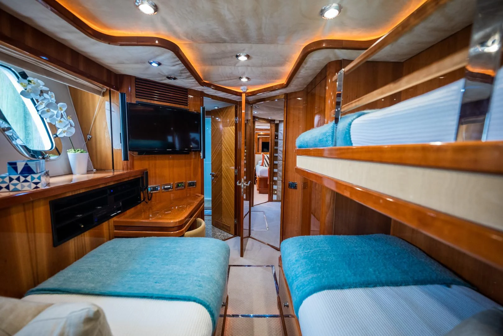 a room with bunk beds aboard DELFINO Yacht for Sale