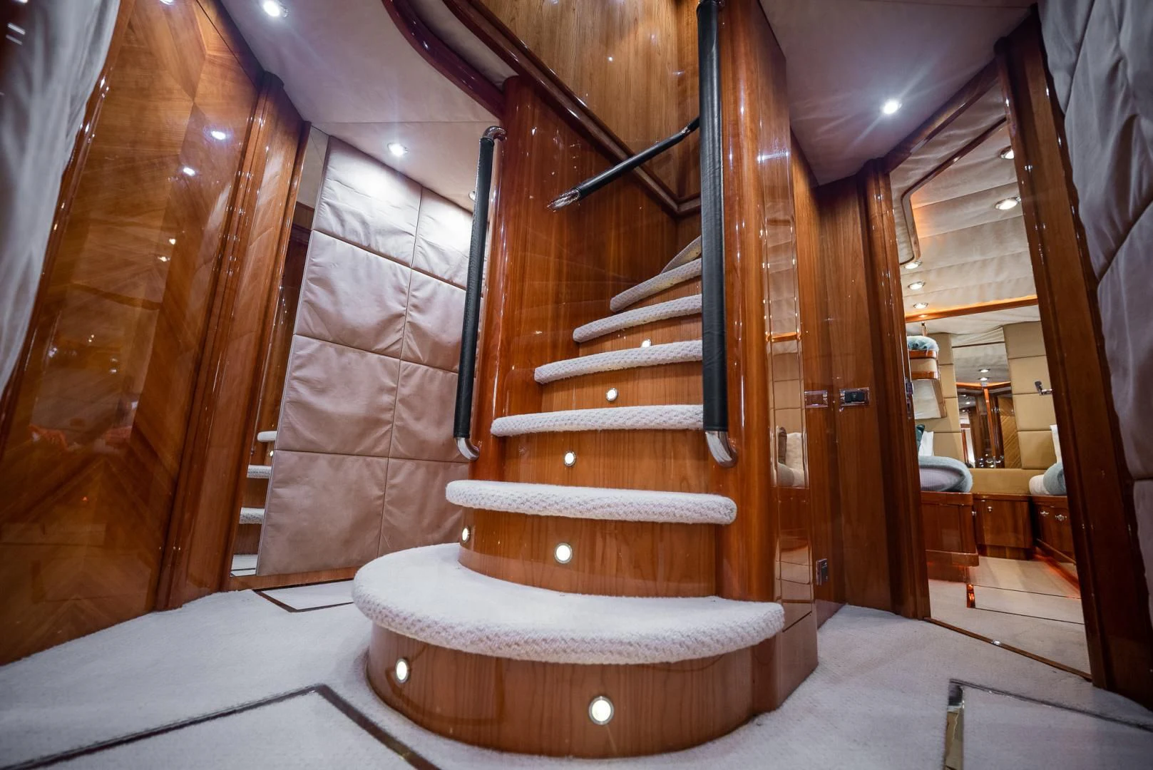 a large white cake with a staircase aboard DELFINO Yacht for Sale