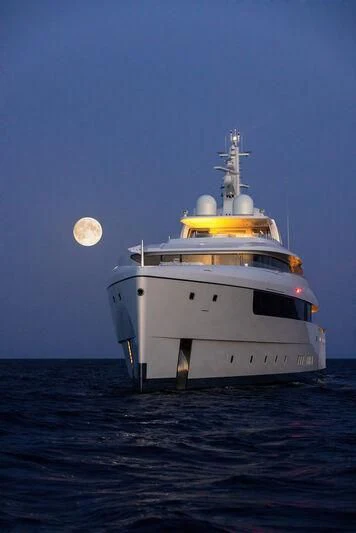 a large ship in the water aboard LASATA Yacht for Sale