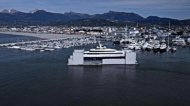 a large ship in the water aboard LASATA Yacht for Sale