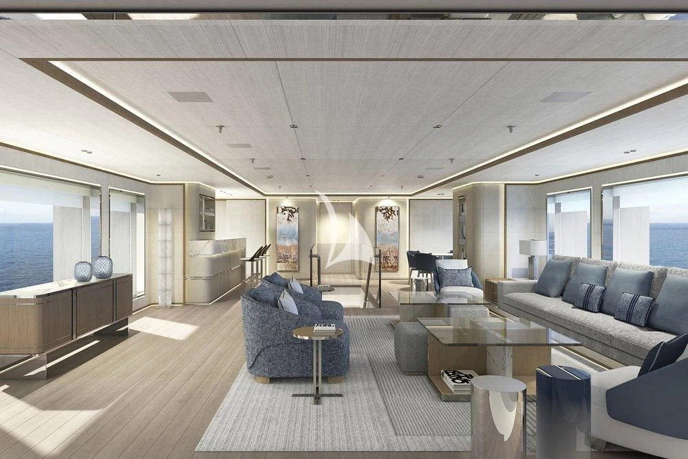 a room with a couch and a table aboard LASATA Yacht for Sale