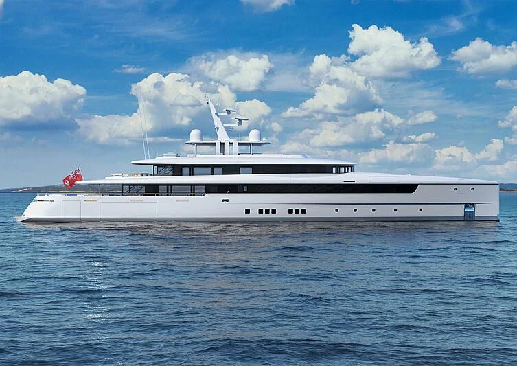 a large white ship in the water aboard LASATA Yacht for Sale