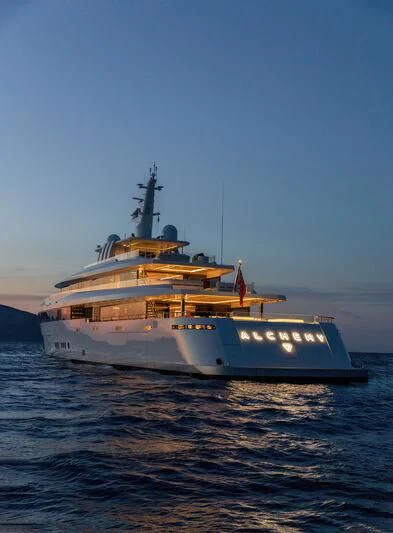 a large boat in the water aboard LASATA Yacht for Sale
