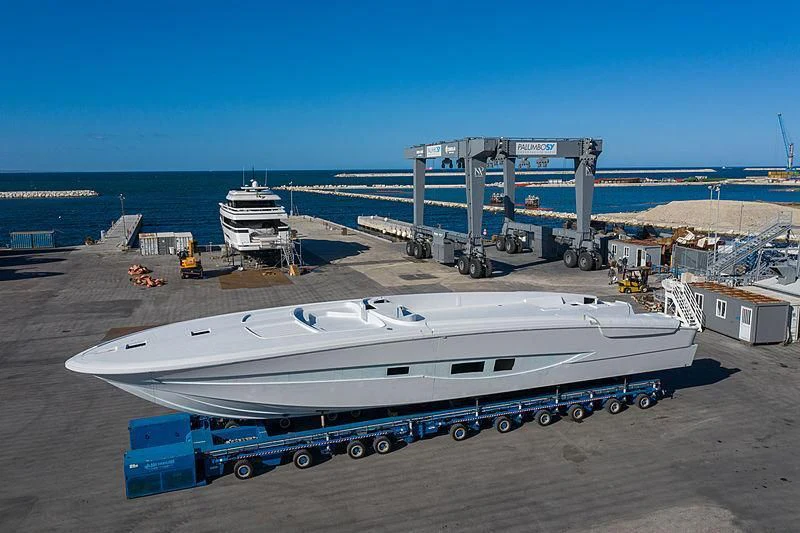 a boat on a trailer aboard ALDABRA Yacht for Sale