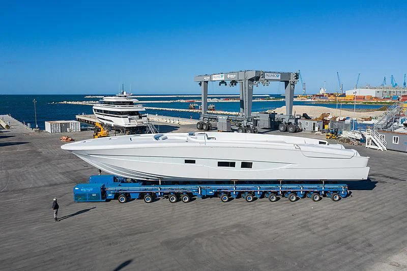 a boat on a trailer aboard ALDABRA Yacht for Sale