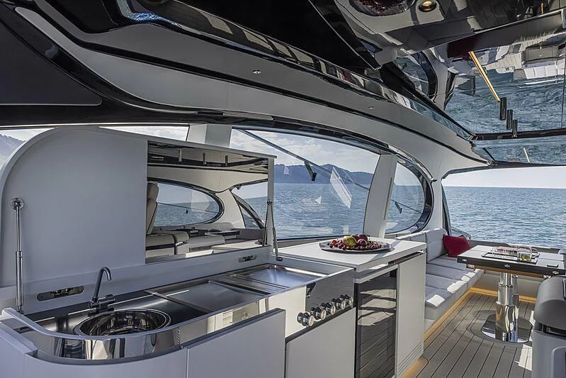the inside of a space ship aboard ALDABRA Yacht for Sale