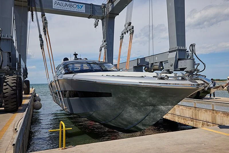 a boat on the dock aboard ALDABRA Yacht for Sale