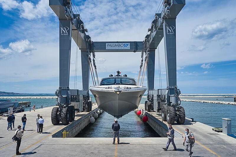 a boat on a dock aboard ALDABRA Yacht for Sale