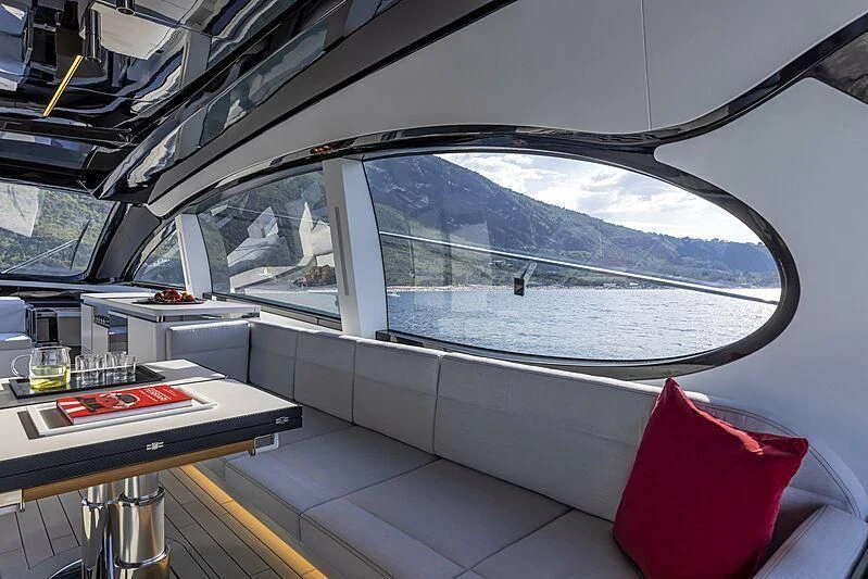 inside of a vehicle aboard ALDABRA Yacht for Sale