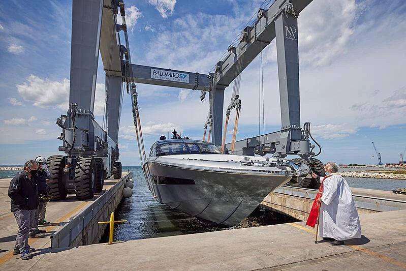 a boat on a dock aboard ALDABRA Yacht for Sale