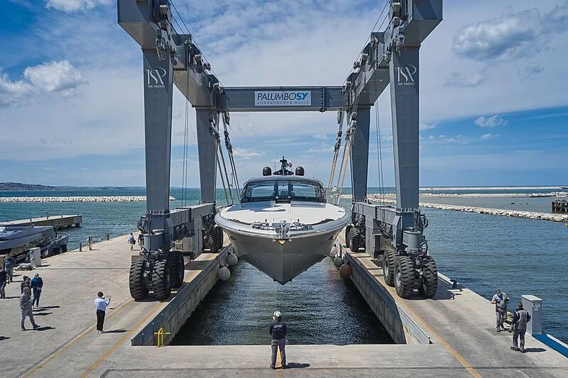 a boat is parked at a dock aboard ALDABRA Yacht for Sale