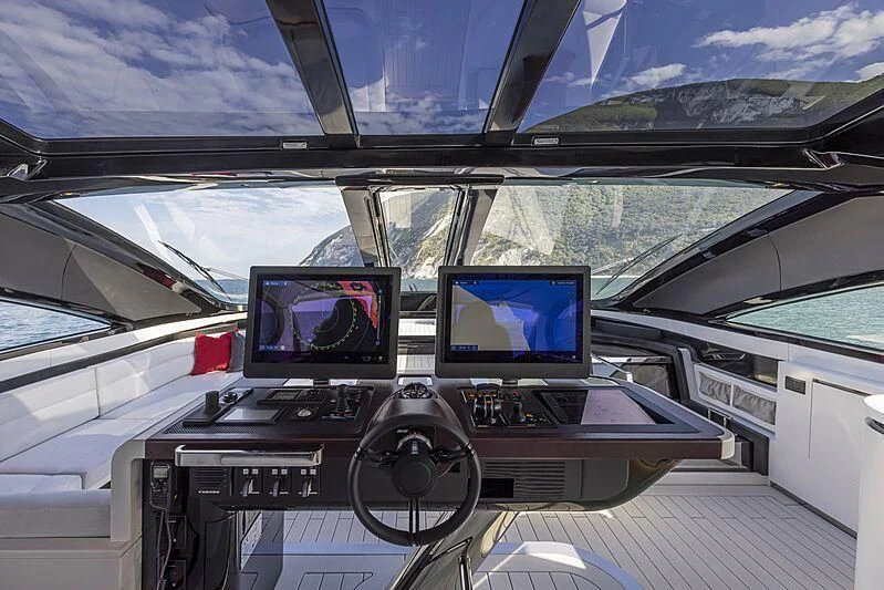a group of monitors in a car aboard ALDABRA Yacht for Sale