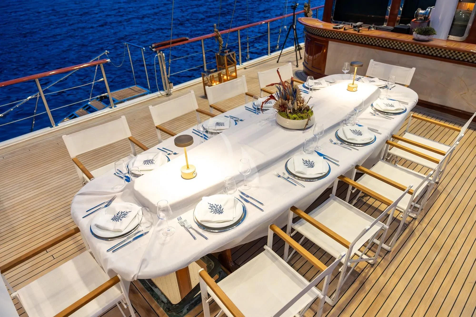 a large white boat on a deck aboard NURTEN A Yacht for Sale