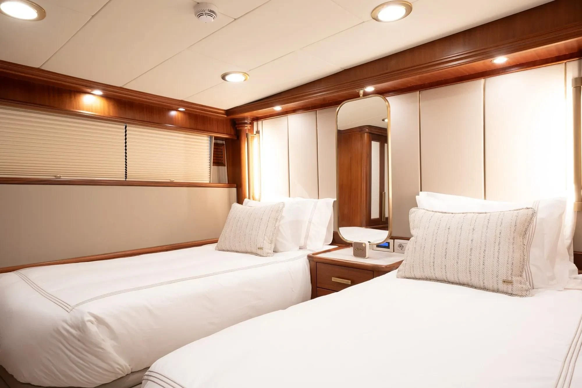 a room with two beds aboard NURTEN A Yacht for Sale