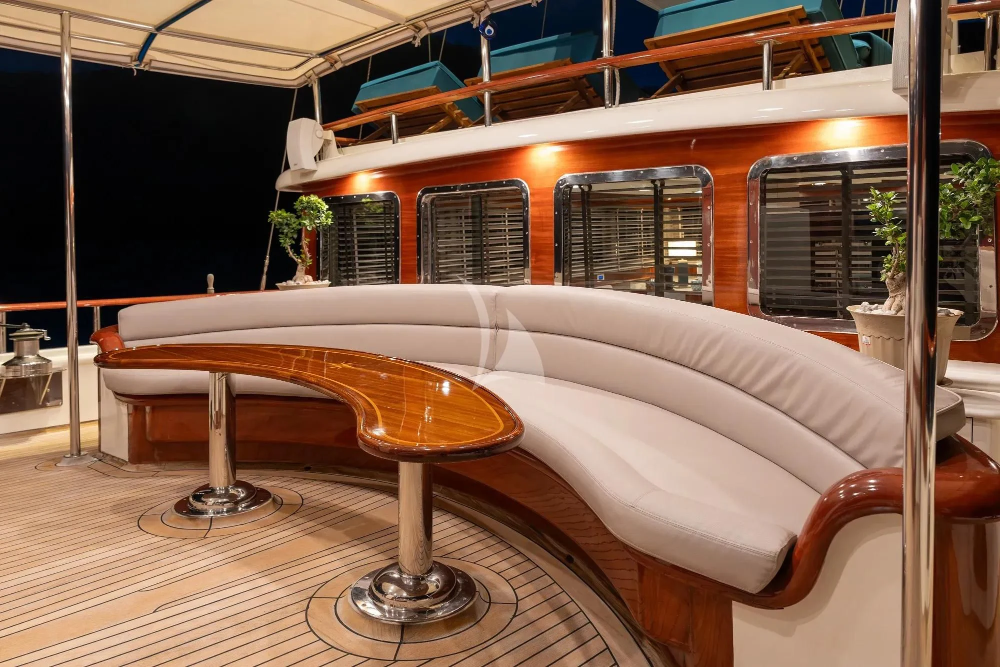 a couch and table in a room aboard NURTEN A Yacht for Sale