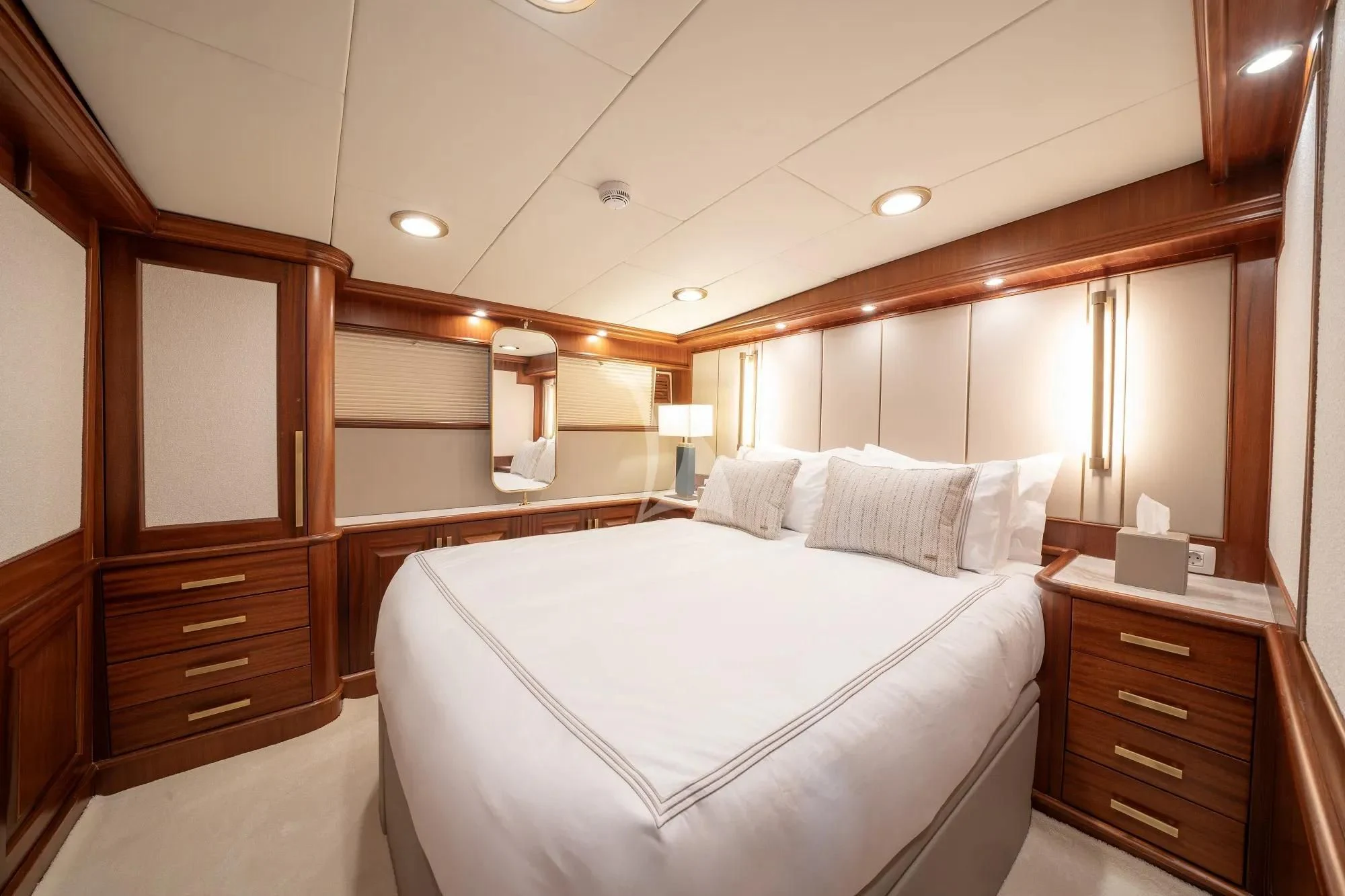 a bed in a room aboard NURTEN A Yacht for Sale
