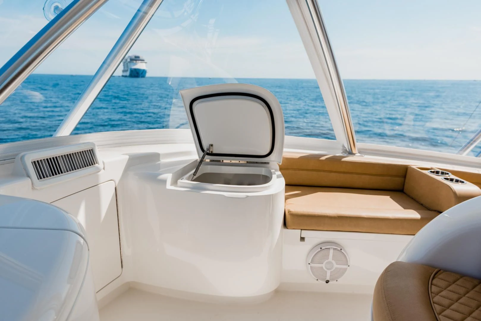 a boat with a white steering wheel aboard C STUDENT Yacht for Sale