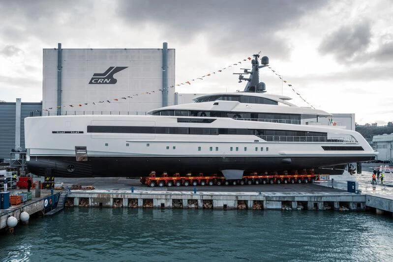 a large cruise ship docked aboard RIO Yacht for Sale