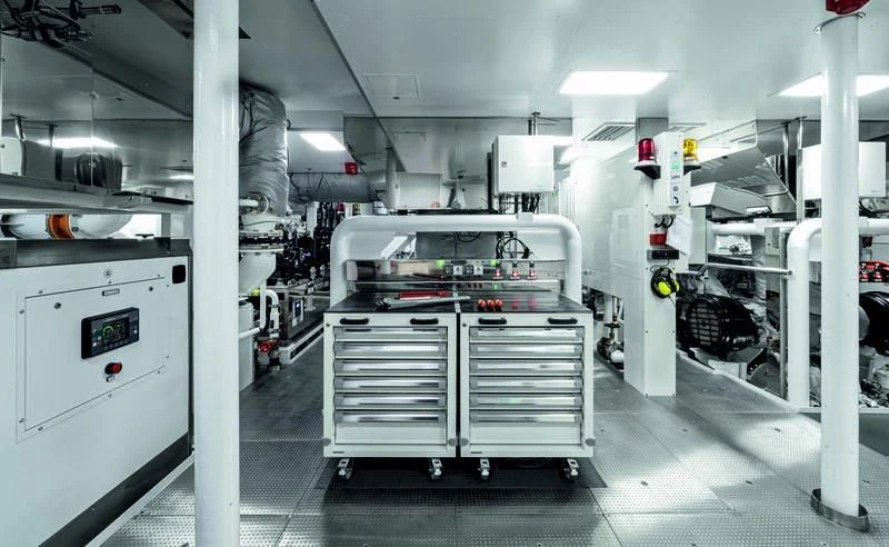 a room with machines aboard RIO Yacht for Sale