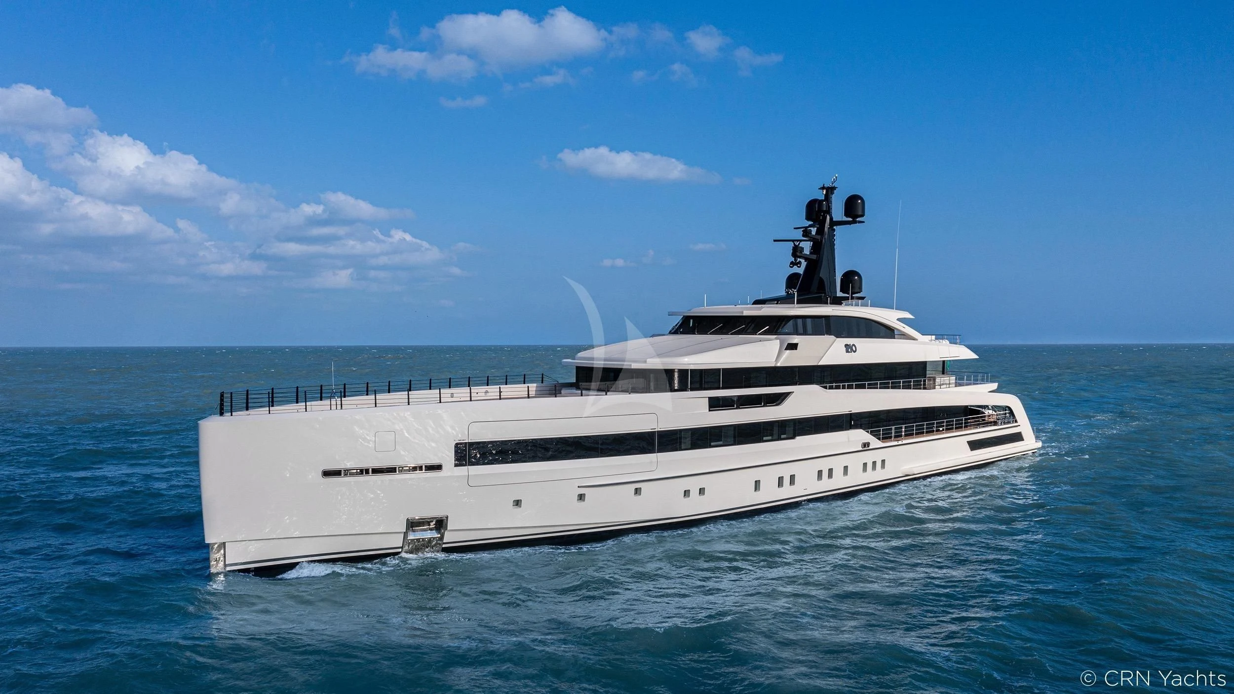 a white yacht in the water aboard RIO Yacht for Sale