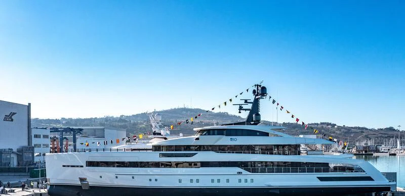 a large cruise ship in a harbor aboard RIO Yacht for Sale