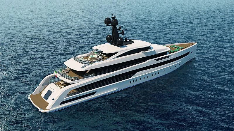 a white and black boat aboard RIO Yacht for Sale