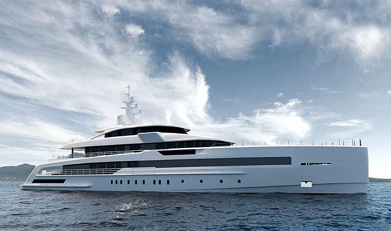 a white yacht in the water aboard RIO Yacht for Sale