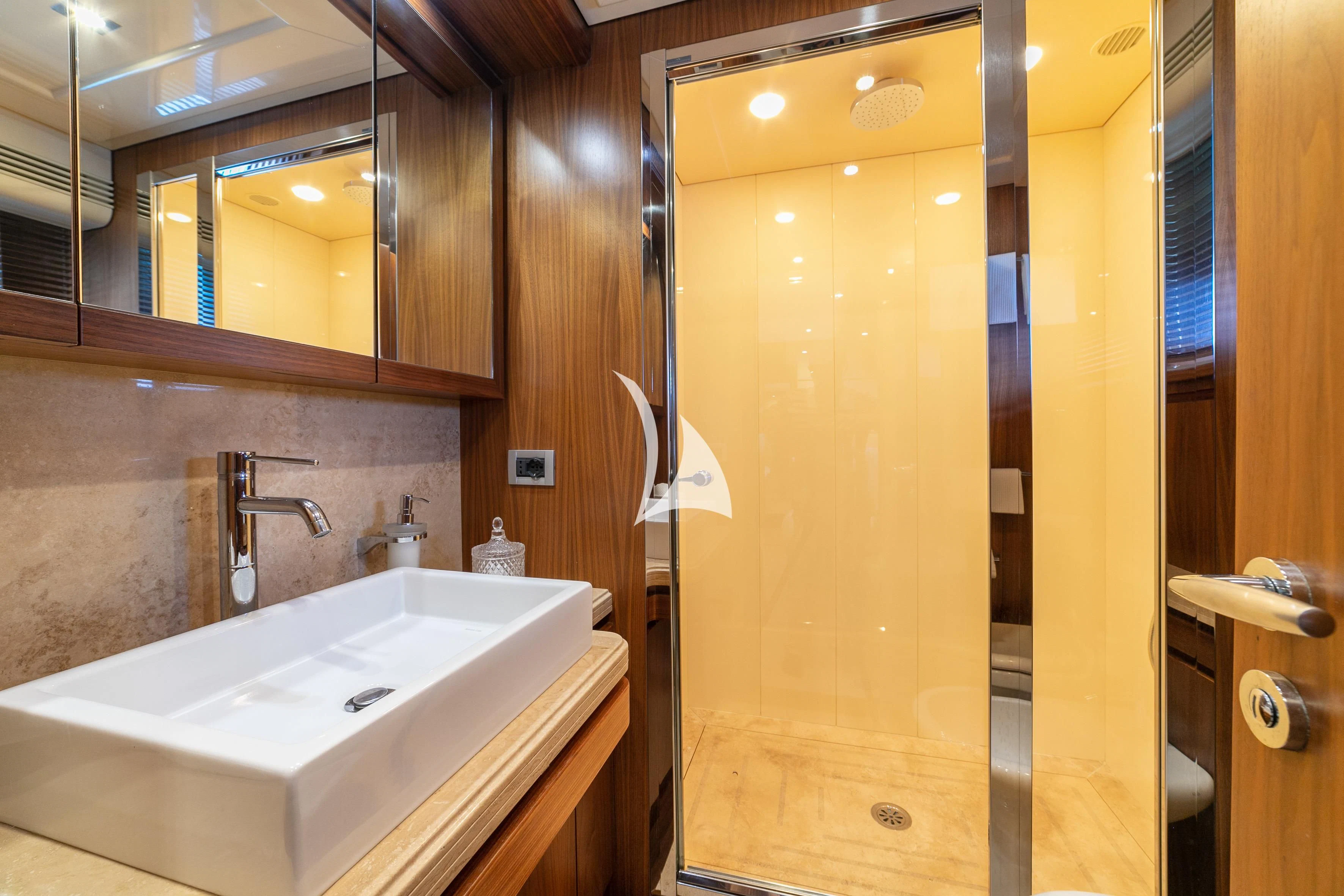 a bathroom with a large bathtub aboard ETHNA Yacht for Sale