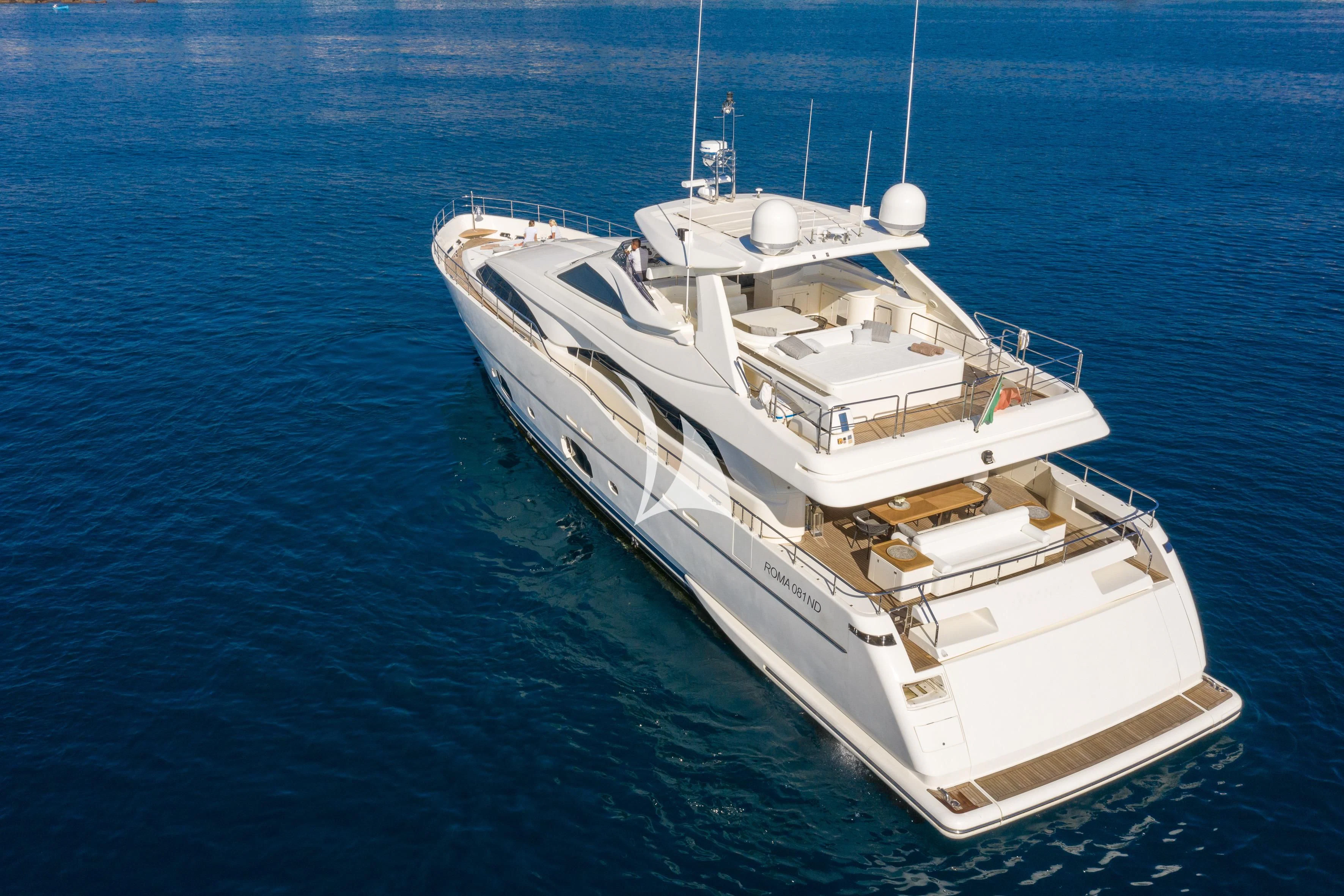 a white boat in the water aboard ETHNA Yacht for Sale