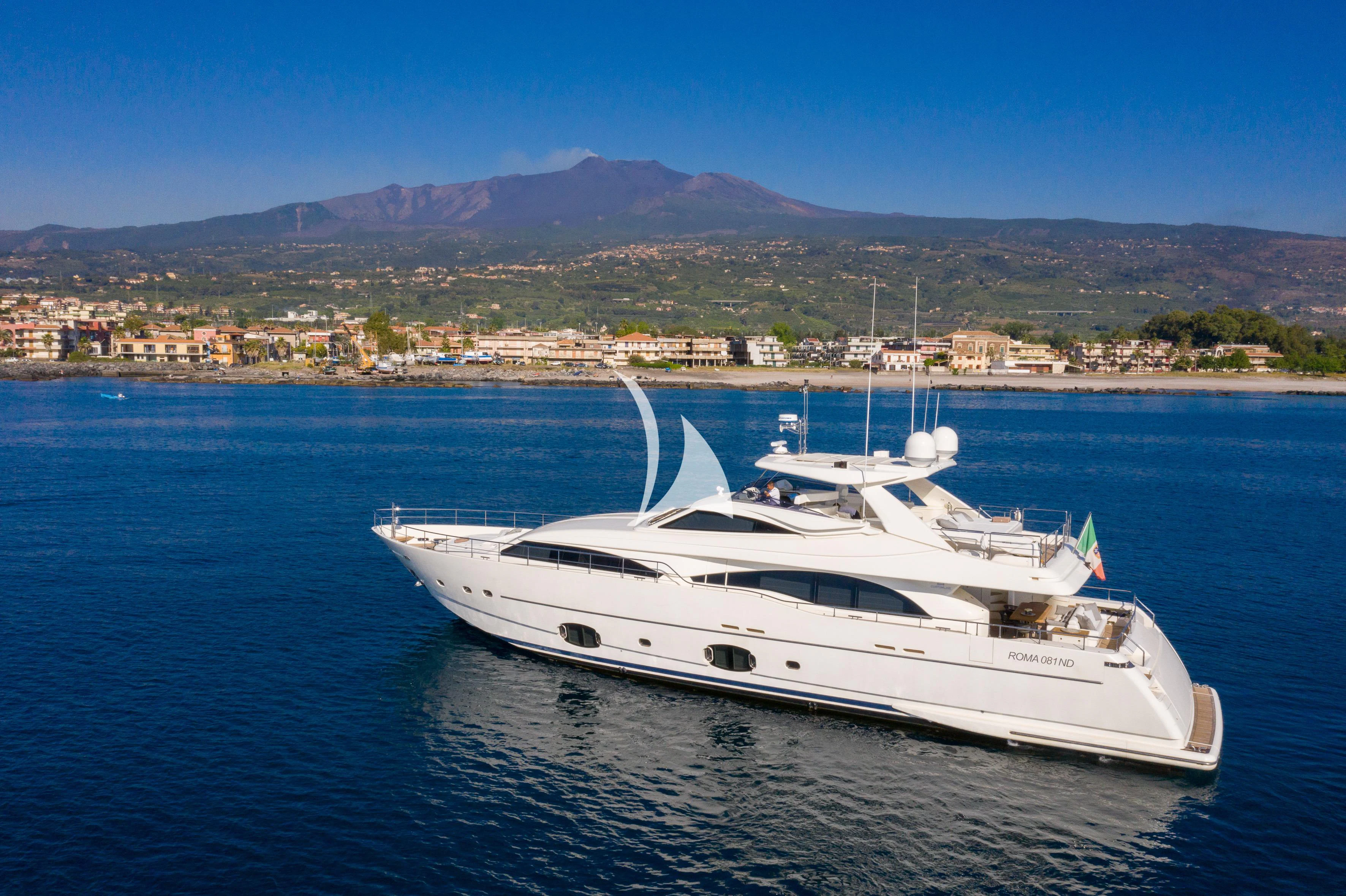 a white yacht in the water aboard ETHNA Yacht for Sale
