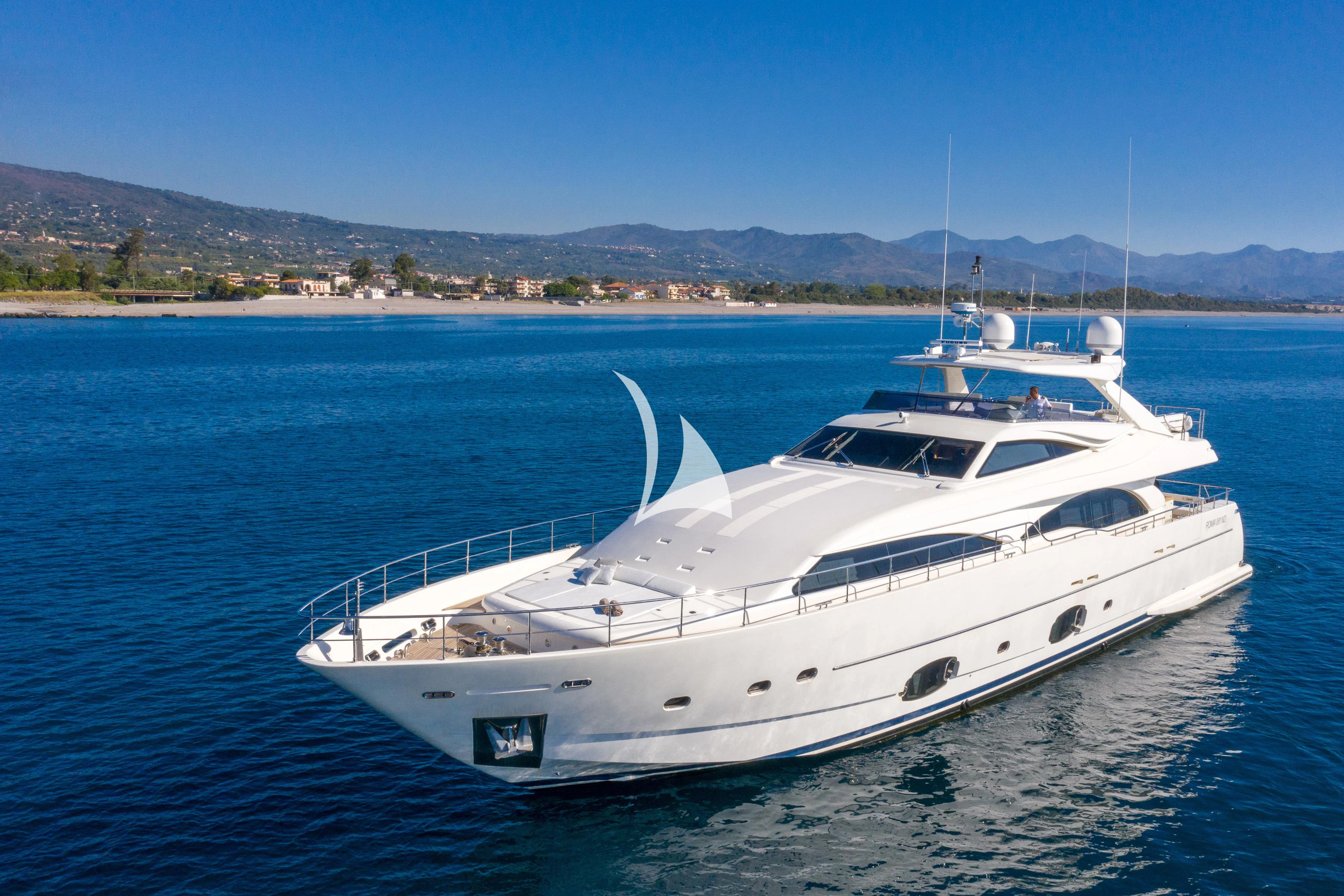 a white yacht in the water aboard ETHNA Yacht for Sale