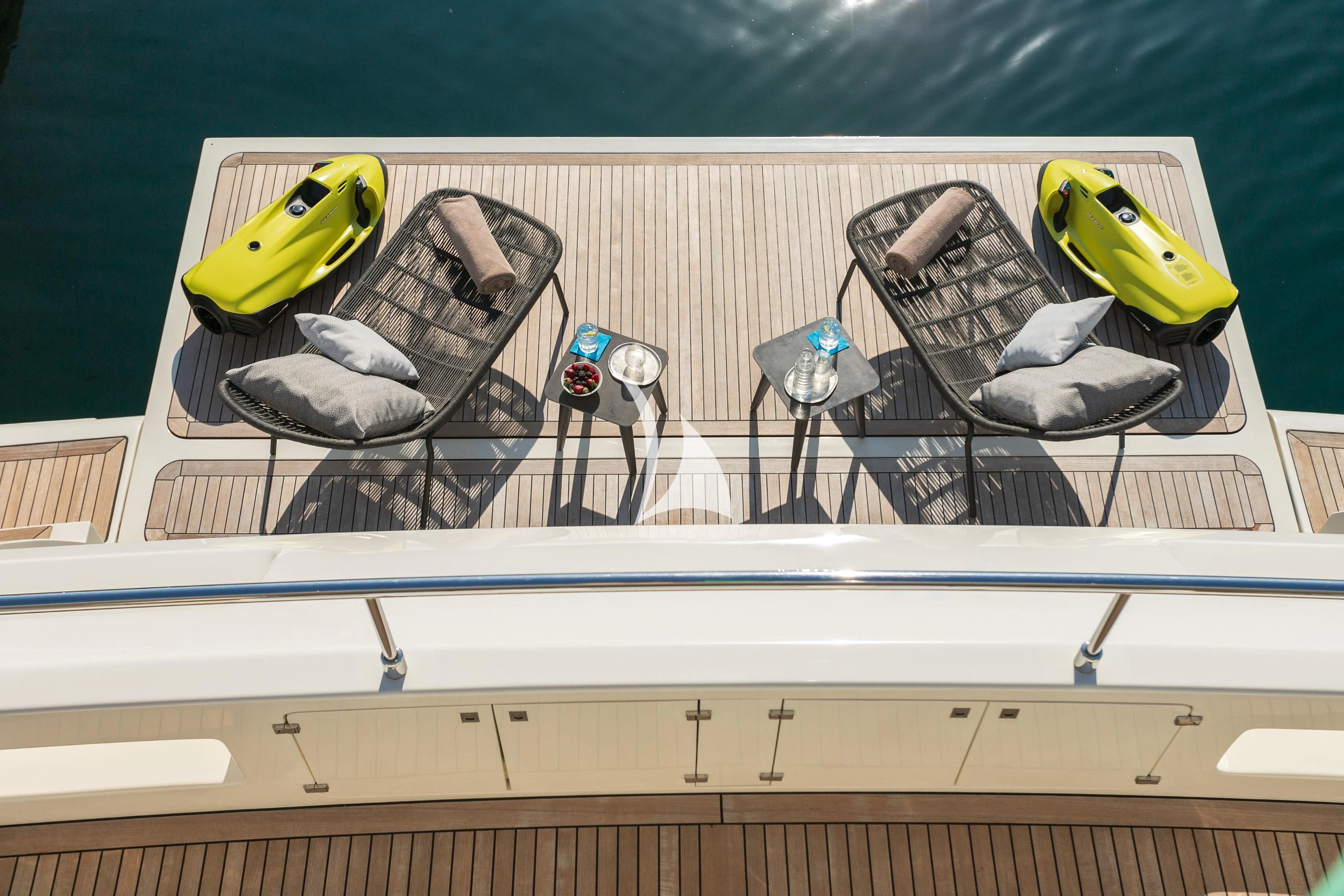 a boat with a group of hats on it aboard ETHNA Yacht for Sale