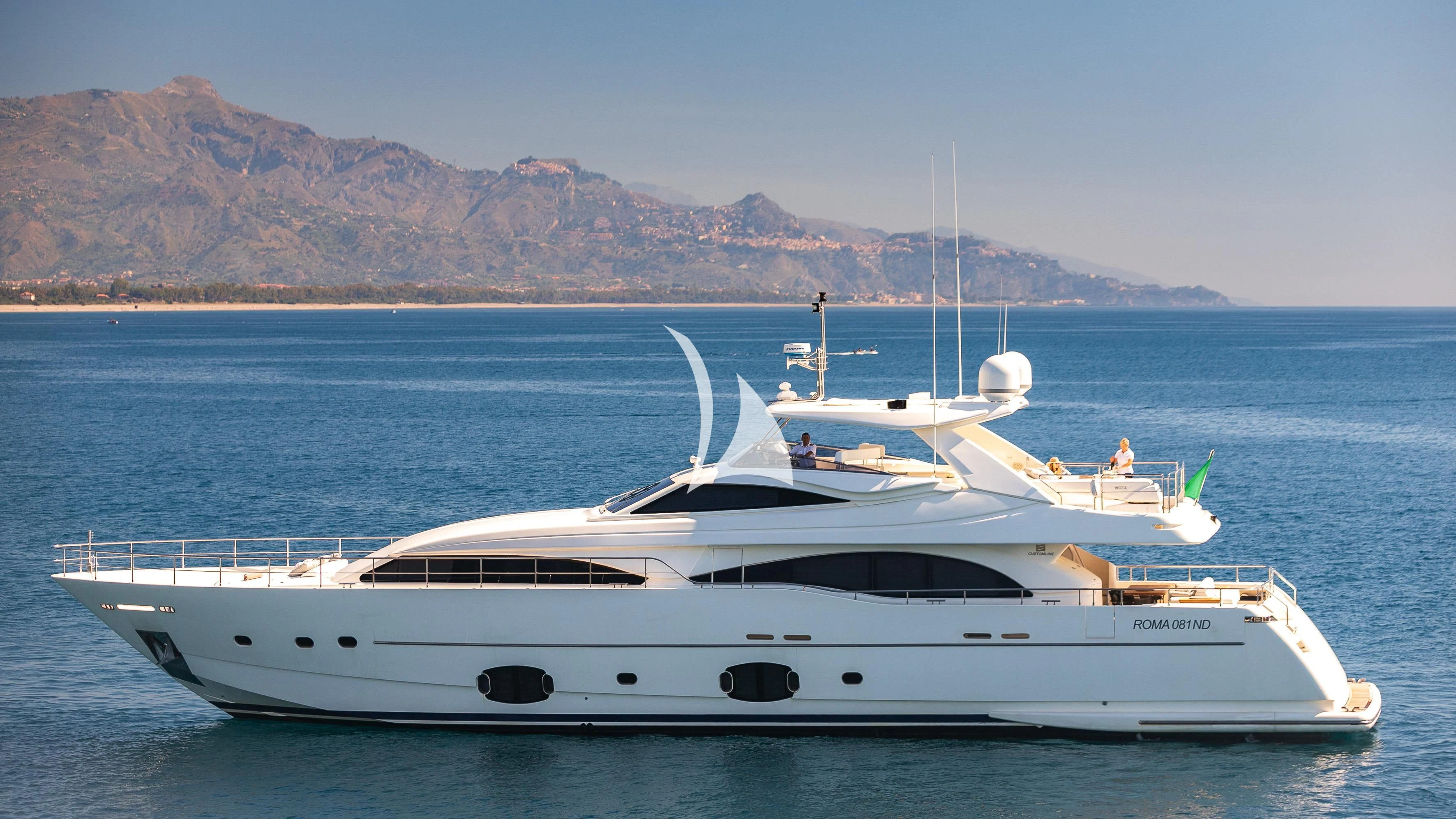 a white yacht in the water aboard ETHNA Yacht for Sale