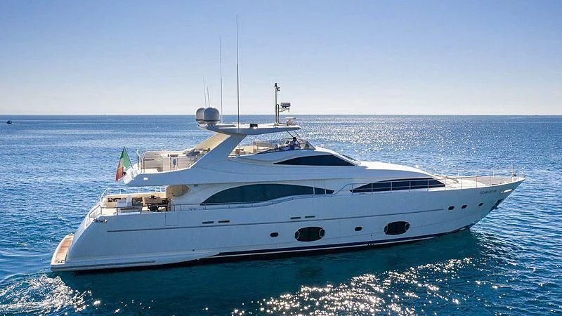 a white yacht in the water aboard ETHNA Yacht for Sale