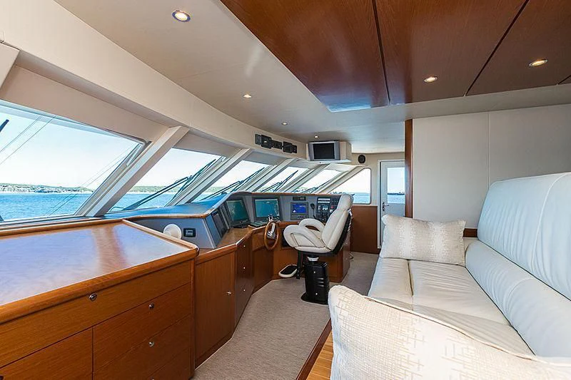 a boat with a large deck aboard ZIG ZAG Yacht for Sale