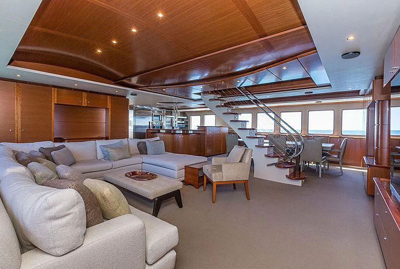 a living room with a large window aboard ZIG ZAG Yacht for Sale