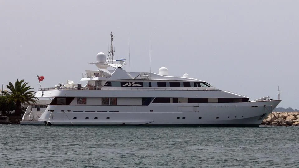 a large white yacht aboard ALL SEVEN Yacht for Sale