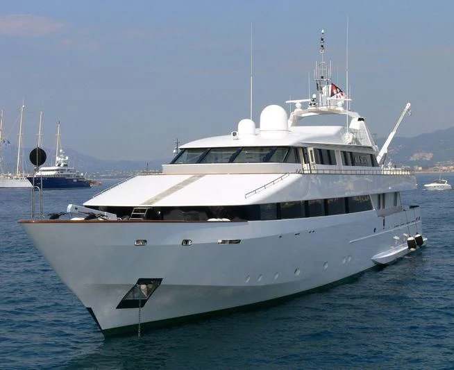 a large white yacht aboard ALL SEVEN Yacht for Sale
