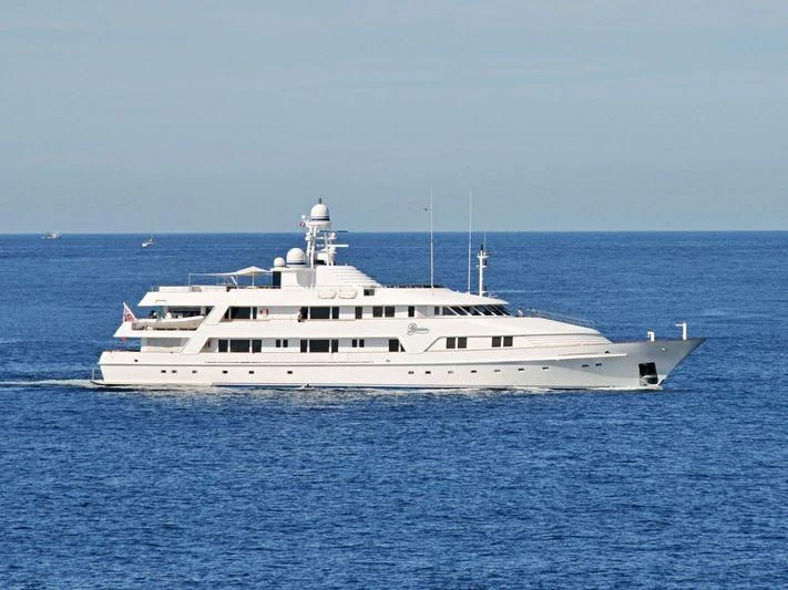 a white yacht in the water aboard VIXIT Yacht for Sale